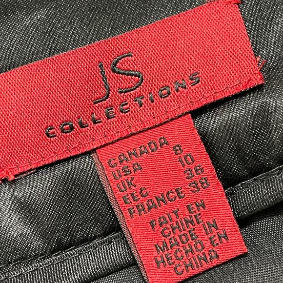 JS COLLECTIONS High Waist Pants Size 8 Black Overlay Layered Wide Leg Whimsigoth - Picture 3 of 5